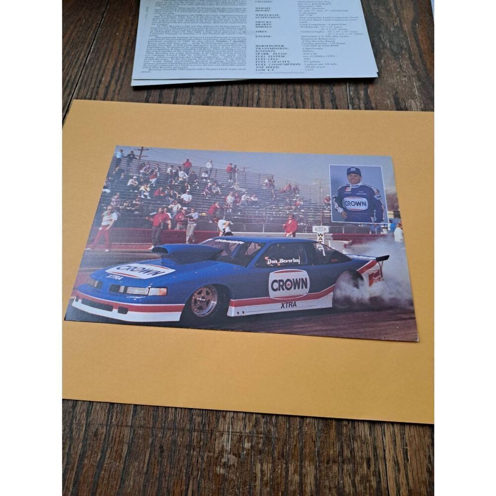 Vintage 1990 Don Beverley Crown Racing NHRA Pro Stock Driver Card Oldsmobile